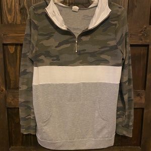 Camo color block hooded sweatshirt